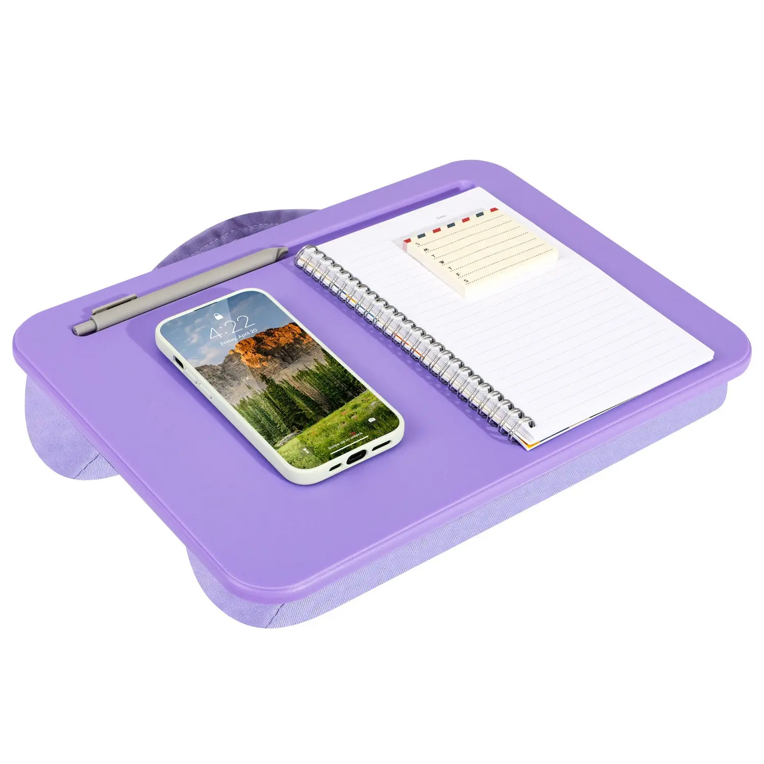 Lap Desk - LapGear Lightweight No-Assembly Office Furniture with Microbead Cushion, Plastic, 0.77 lbs, 14.5in x 10.5in x 2in, Sturdy Base, Overheat Guard, Carrying Handle, Compact for Home Workstations