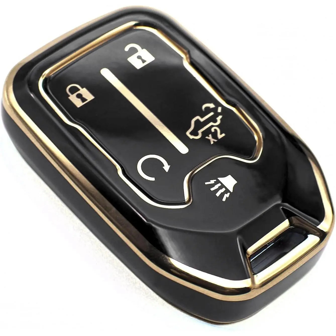 Key Fob Cover Compatible with Chevy Chevrolet Silverado GMC Sierra 1500 2500 3500 HD Limited Smart 5 Buttons TPU Remote Keyless Key Fob Case Protection Shell Accessories, Black
