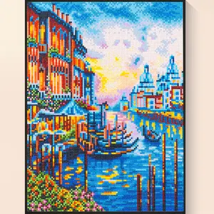 Venice Canal Full Drill Diamond Painting Kit, DIY Rhinestone Art with Vibrant Sunset & Gondolas, Home Wall Decor Gift for Art Enthusiasts
