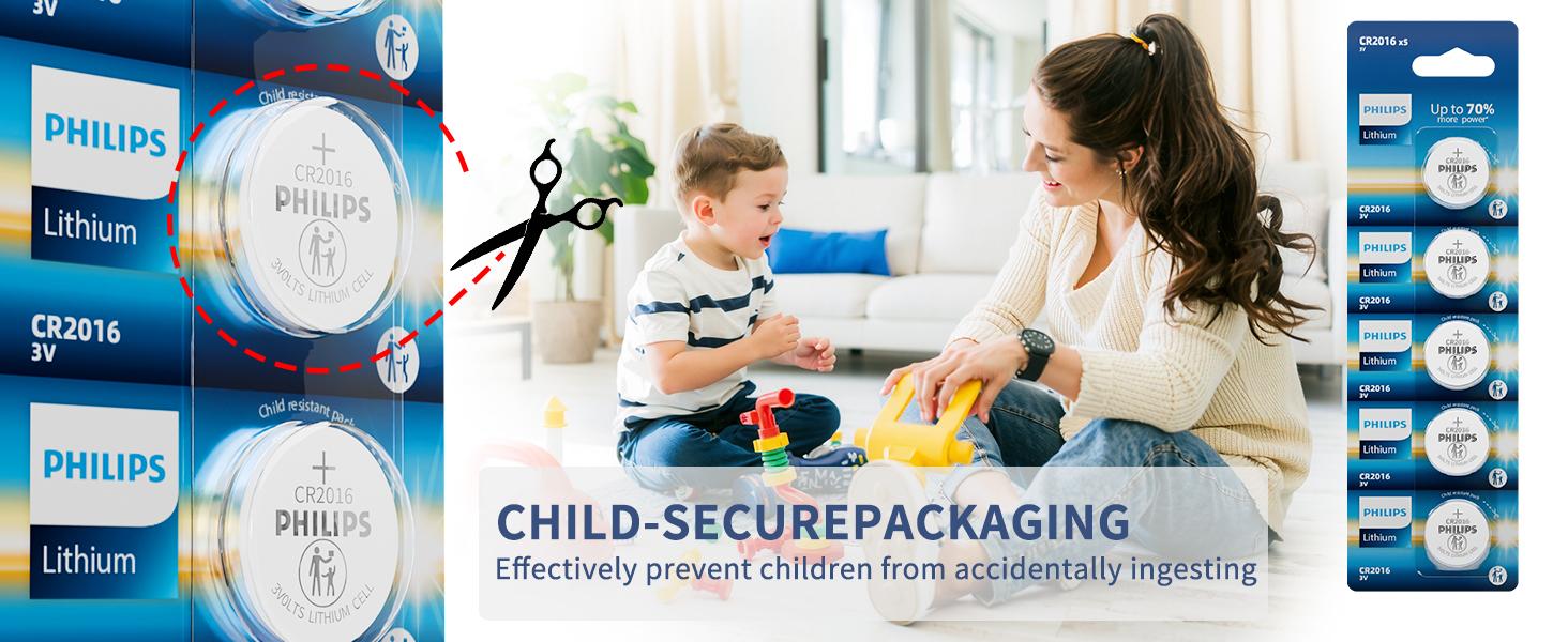 Philips CR2016 3V Lithium Coin Battery (5-Pack) - CR2016 Battery for Slim Remotes, Electronic Tags, Mini Devices