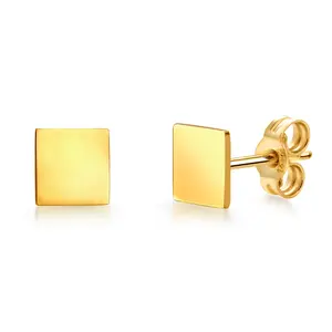 14K Yellow Gold Square Studs, Square Gold Studs, Geometric Studs, Solid Gold Studs, Dainty Square Studs