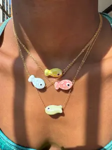 Boho Style Women's Necklace, Stainless Steel Pendant Jewelry, Ocean Life Design, Non-Tarnish & Rust-Resistant, Daily Accessory Gift