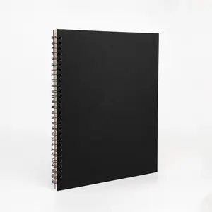 10 inch x 7.5 inch, 100GSM, Blank Spiral Notebook, 1-Pack, Soft Cover, Sketch book, 100 Pages / 50 Sheets, with writing backboard, (Black)