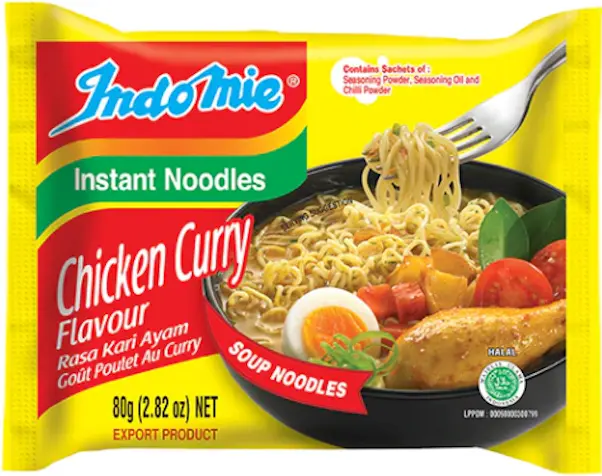 INDOMIE Instant Chicken Curry Flavour Asian Noodles, Savory Instant Noodle Pack, Pantry Food Item, Gourmet