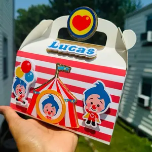 Candy Box for Birthday - Red and White Striped Design with Clown and Circus Motifs - Perfect for Celebrations