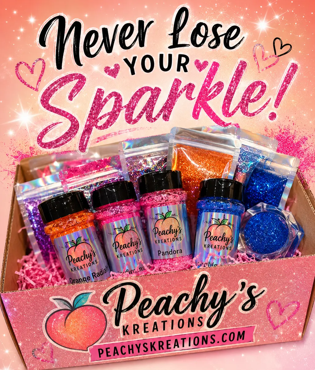 Peachys Kreations Customizable Glitter Box Set, 5 Pieces, Organizer for Crafting and Nail Supplies, Five Pieces