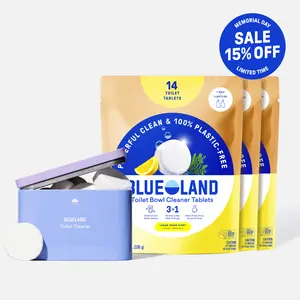 Blueland Toilet Bowl Cleaner Tablets, 1 Year Supply, Eco-Friendly 100% Plastic-Free Tablets, Mineral and Plant-Based Cleaning Power, Septic-Safe