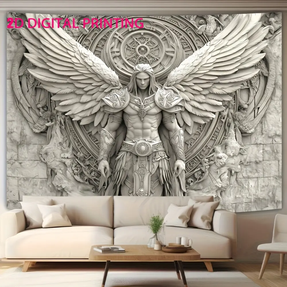 Angel Theme Synthetic Polyester Tapestry Set - Hangable Party Banner, Stone/Other Patterns Backdrop, Ceiling Drapes, Aesthetic Home Decor for People’s Living Room, Halloween Party Wall Accent