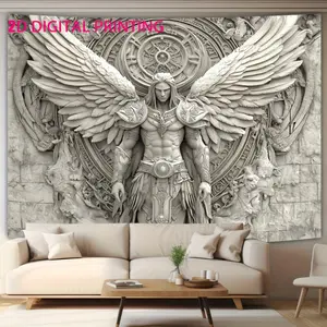 Angel Theme Party Banner Stone Pattern Backdrop Ceiling Drapes Aesthetic Room Decor for Bedroom Living Room Office Halloween Party Decoration Hanging Wall Background