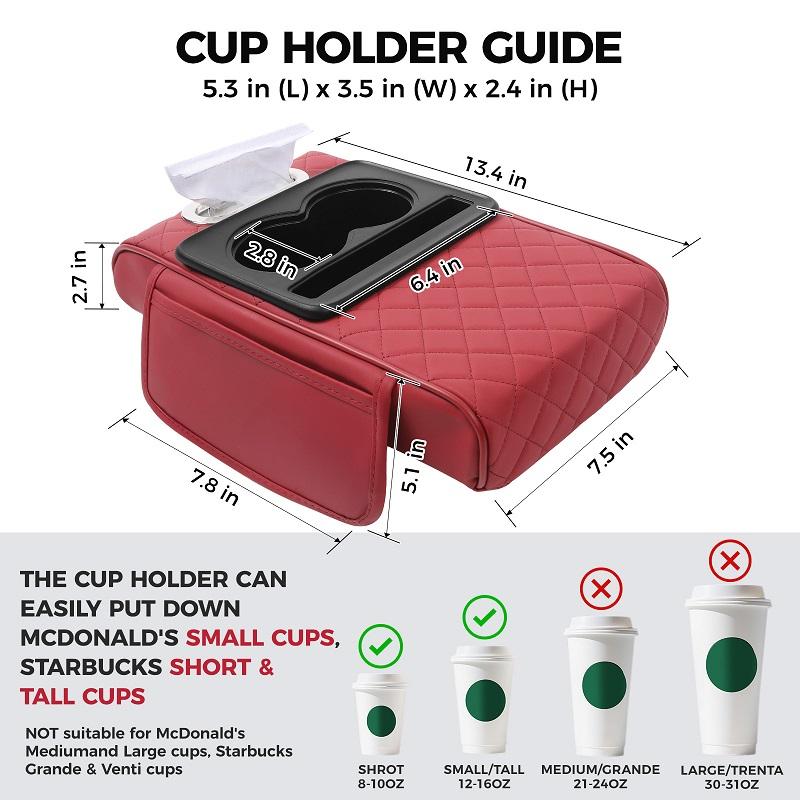 【FREESOO】Multifunctional PU Leather Car Armrest Box Mat with Central Elbow Heightening Pad Storage Box Cup Holder & Car Tissue Box Auto Interior Accessories