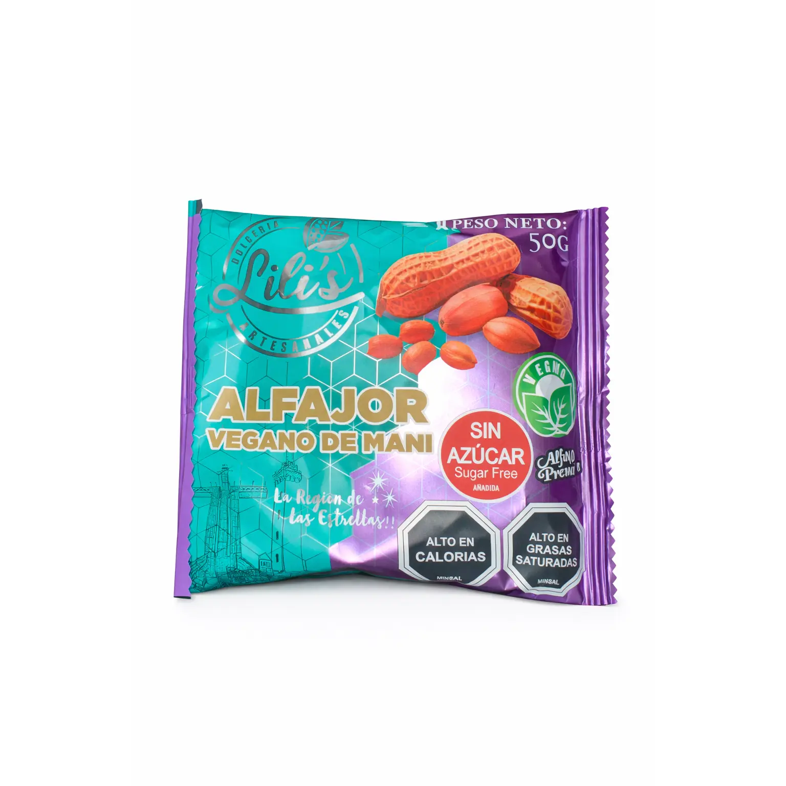 Alfajor vegano de mani premium 50g Lilis- sin azúcar