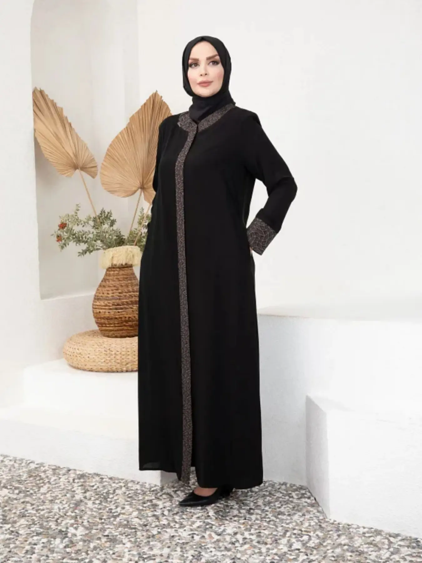 Women's Traditional Arabic Leopard Print Long Robe Dress, Loose-Fit Round Neck Zipper Pocket Design, All Season Woven Fabric, Modest Muslim Outfits, Modest Islamic Clothing, Muslim Women Gowns, Modesty Muslim Clothing, Islamic Clothes, Caftan