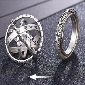 Titanium steel deformation ring men's necklace trendy astronomical ball pendant couple pair female student ring single necklace ring