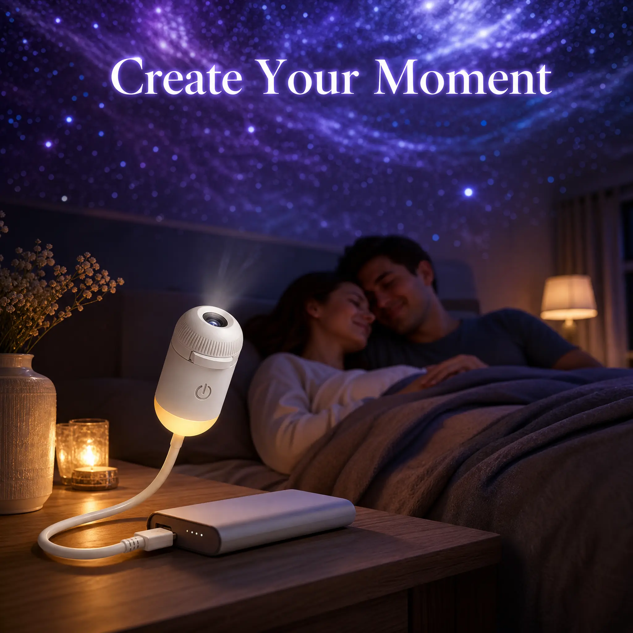 2-in-1 Galaxy Projector Night Light with various Sliding Projection Films, Adjustable Brightness 360° Rotating Design and USB Power for Car and Bedroom Decoration for Adults and Kids
