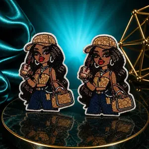 Ladies' Decorative Patch for DIY Scrapbooking & Stamping Embellishments, Adhesive Installation, Glueless Adhesive