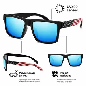 2026 New Hot-Selling Sunglasses，4th of July Sunglasses for Women Men, USA Flag Square Mirrored Shades with Stars and Stripes Temples, Patriotic Sunglasses for BBQ Beach Parade Party
