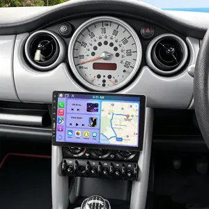Single Din Car Radio Stereo for BMW Mini Cooper 2002-2008, 9 Inch 1080PTouch Screen Wireless CarPlay & Android Auto, GPS WiFiBluetooth FM/RDS SWC Rear Backup Camera