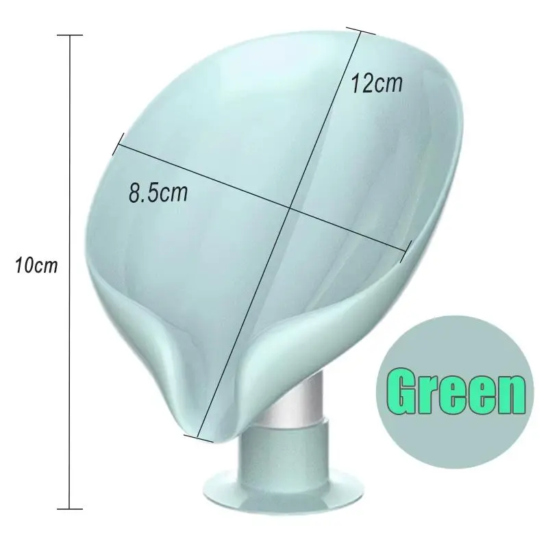 Modern Leaf-Shaped Self-Draining Plastic Soap Dish, 12cm Sink-Mounted Bathroom Soap Holder with Firm Suction Cup, Home Bathroom Accessory, Sink-Mounted Soap Dishes