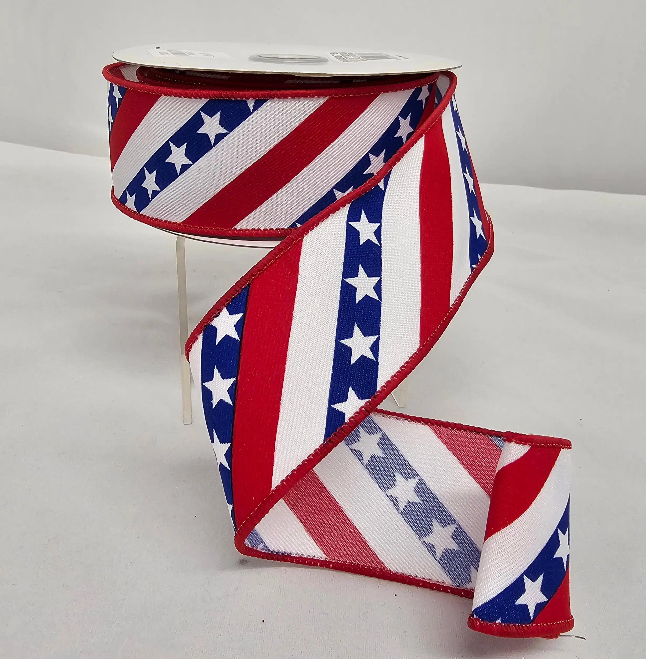 1.5"x10Y Diagonal Stars n Stripes Ribbon
