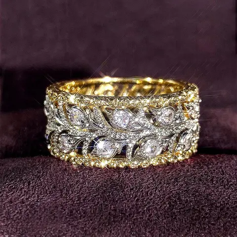 Women's Artificial Zircon Decorated Ring, Engagement Rings, Trendy Double Row Ring, Jewelry for Women As Engagement Anniversary Party Gift, Beautiful Rings