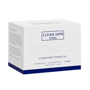 Clean Towels XL Ultra Soft Disposable Face Towels, White, USDA Bio-Based, 9.8x11.8 Inch, Vegan, Clinically Tested, 50 Count