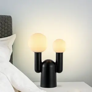 JONATHAN Y Leif Modern Mid-Century Resin/Iron/Frosted Glass Nordic Cactus LED Table Lamp , for bedroom, living room, foyer, hallways, dining room, dorms