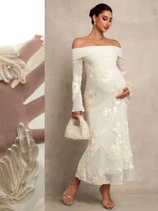 JOYCEE Elegant Off Shoulder Long Maternity Dress For Party Valentines Day Dress Elegant Dresses For Party Birthday Dress