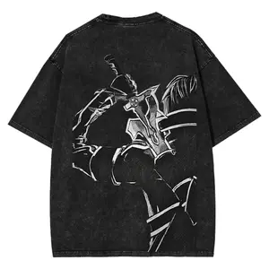 Sword Art Online Kirito B&W V1 Japanese Anime Manga Oversized Graphic Tee Vintage Y2K Trendy Design Casual Printed Acid Washed Cotton T-Shirt Unisex Streetwear Essential, Apparel Classic Crewneck Top Manga Menswear, Gift Fan Lover Merch
