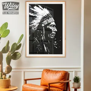 EVERY Native American Indian Chief Art Print, Vintage Black & White Indian Wall Art, Western Decor, Modern Western Print, Warbonnet, Wild West