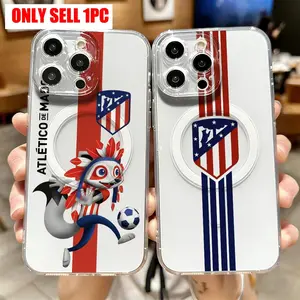 A-Atletico Madrid Football team logo Protective Phone Case for iPhone 17 16 15 14 13 12 11 Pro Max Plus Clear Magnetic Phone Case MagSafe Slim Lightweight Precision Cut Camera Protection Shockproof Scratch-Transparent Funda Casing