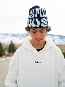 2minus1 Unisex Fuzzy Cap Patterned Monogrammed Winter Warm Y2k Beanies Hats Hip Hop Soft Knitted Slouchy Cap