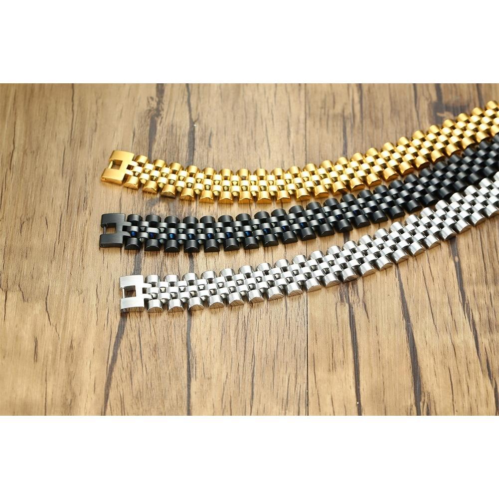 NOBLE BRACELET,MEN ROLLIE CHAIN LINK BRACELETS STAINLESS STEEL WATCHBAND WRISTBAND MEN LUXURY BAND JEWELRY
