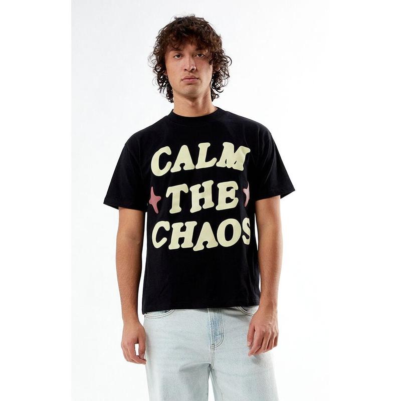 Pacsun Men's Calm The Chaos Boxy Puff Graphic T-Shirt
