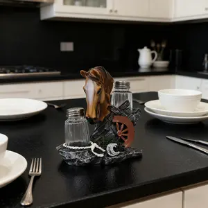 1 creative horse head-shaped spice jar holder ornament! Two color styles to choose from, paired with transparent spice jars, practical and can also serve as a decorative piece, perfect as a gift for friends or home decoration! Decorative Glass Jar