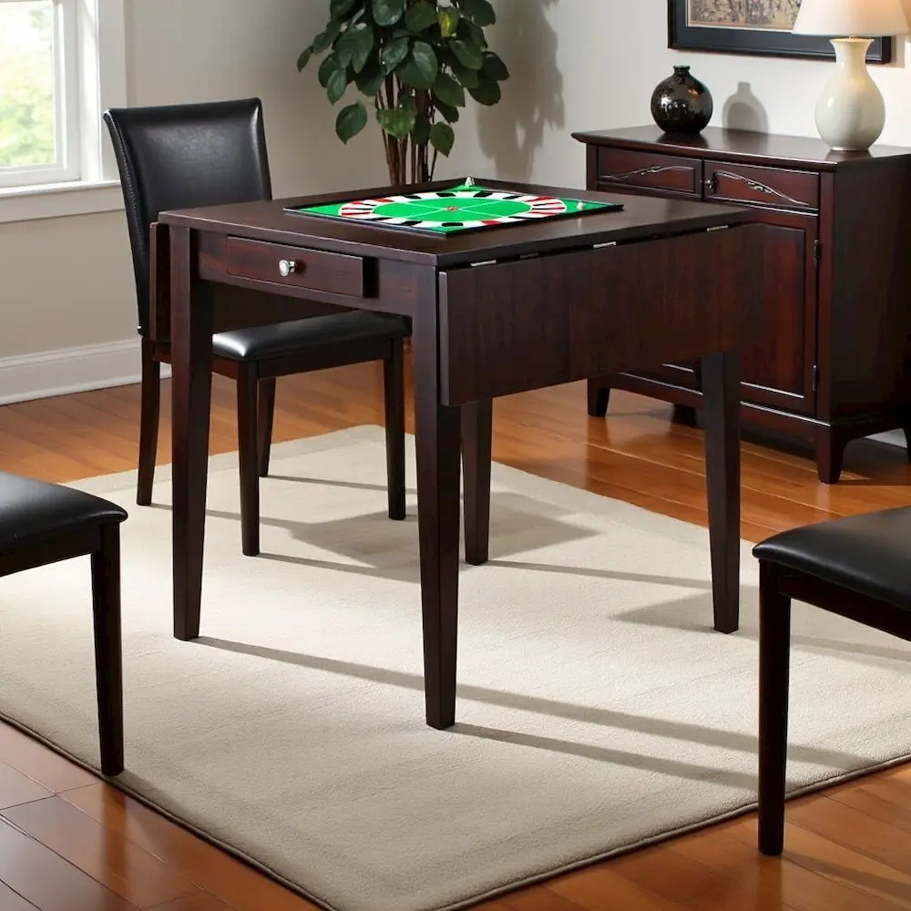 Antique Walnut Folding Dining Table – Small Round Drop Leaf Table