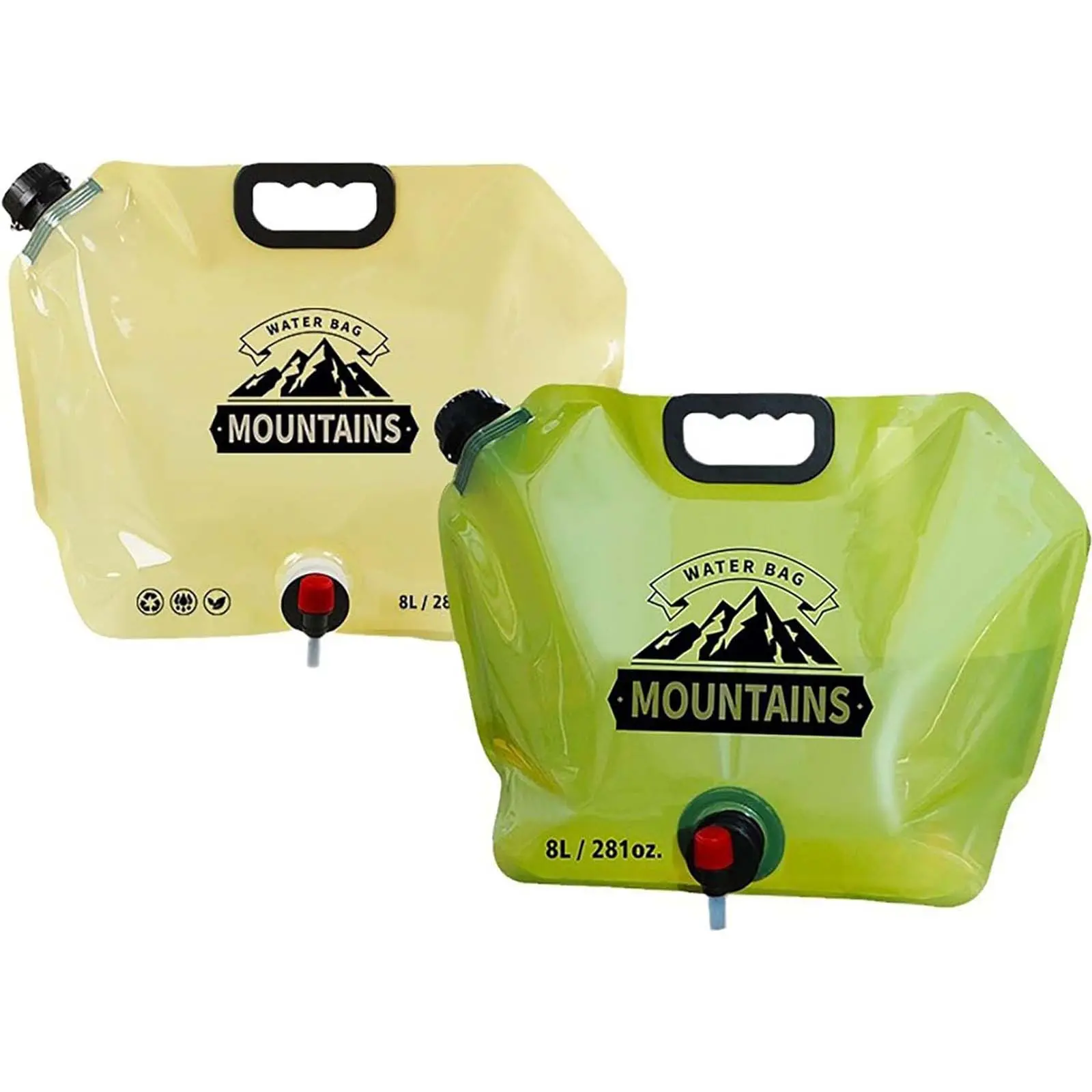 Water Jug Camping 2.1 Gallon Collapsible with Spigot, BPA Free Portable Water Pouch Foldable Water Bags for Outdoor Hiking, Travel and Emergency & Water Storage Containers (Green-1Pcs)