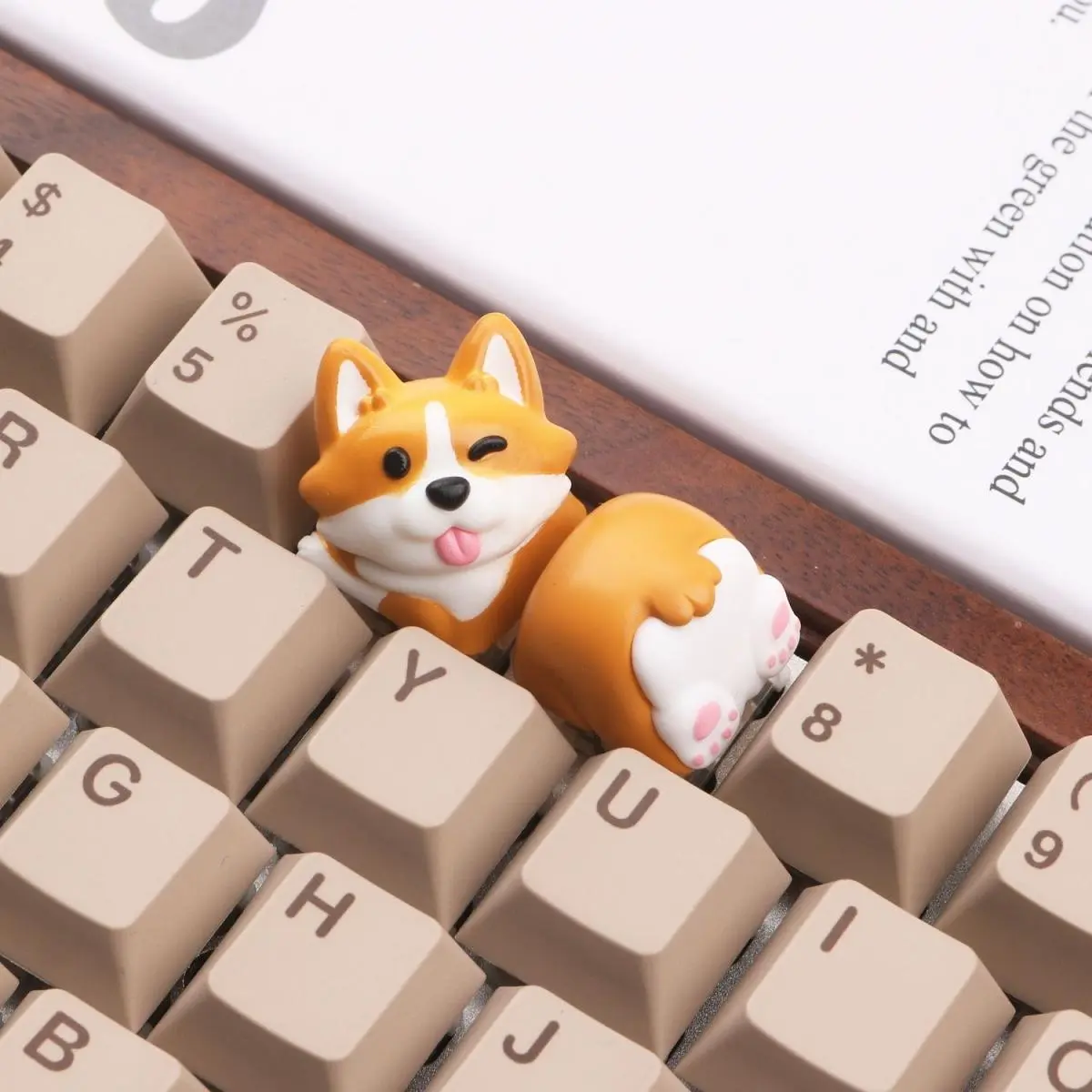 Cute 3D Keycaps Mechanical Corgi Keycap Butt Chai Dog Manual Painting Keyboard Key Cover