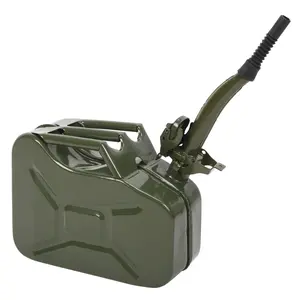 10L American style thick oil drum, military green sealed leak proof, equipped with oil pouring pipe, portable and easy to operate without dirtying hands, suitable for car emergency, outdoor self driving, and locomotive backup, with full practicality