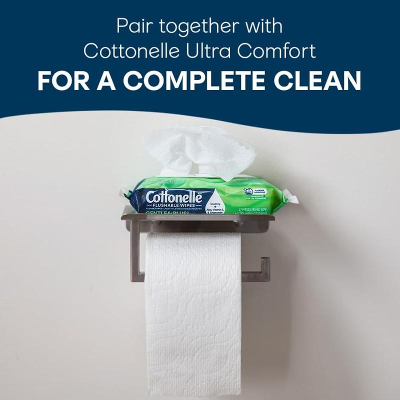 Cottonelle GentlePlus Flushable Wet Wipes, 8 Flip-Top Packs, 42 Wipes Per Pack