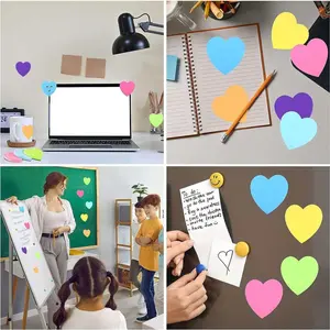Colorful Heart Shaped Sticky Note, 8 Counts/1 Set Self Adhesive Memo Pad, Sticky Note Pad, Sticky Labels, Office Stationery & Supplies