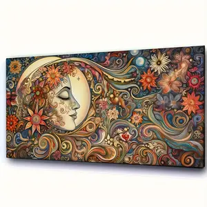 Woman Moon 1pc 80x40cm DIY Diamond Painting Cross Stitch Kits 5D DIY Embroidery Mosaic Art for Adults Gift ,Colorful Abstract Flower Pictures Of Rhinestones Full Mosaic Craft Kit,Decor Gift