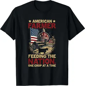 Casual Cotton shortsleeve tees Patriotism Feeding Nation USA American Farmer T-Shirt