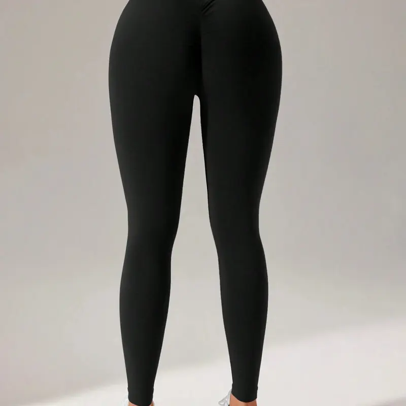 Women's Seamless High-Waisted V-Back Tight-Fitting Yoga Leggings, Soft & Comfortable Gym Sportswear, Fall/Winter Workout Bottoms, Stretchy Fitness Activewear, Winter Yoga Pants