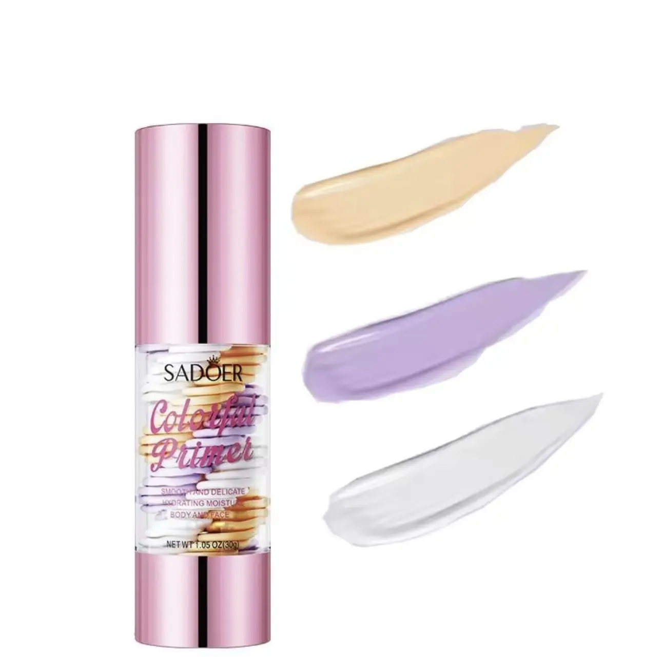 3-in-1 Multi-Tone Makeup Primer, Lightweight Smooth Base Cream with Comfortable Texture for Daily Facial Makeup Preparation
