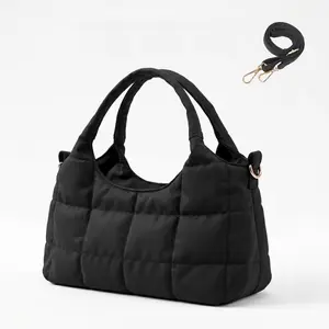 Women’s Five-Season Home Puffer Tote Bag, multi-compartment shoulder bag with zippered pockets, lightweight everyday handbag with adjustable strap