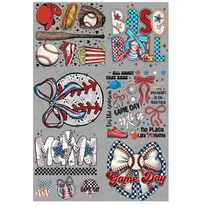 Game Day Baseball Mini DTF Transfer Gang Sheet 24.5" wide x 36" long Direct To Film