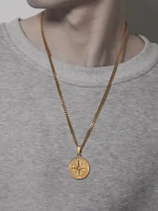 Stainless Steel Compass Rose Pendant Necklace, Unisex Hip Hop Style Jewelry, Perfect Gift for Any Occasion, High-End Design