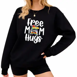 Pride Flag Ally Mom Sweatshirt – Caring LGBTQ Mom Gift with Messy Bun Graphic