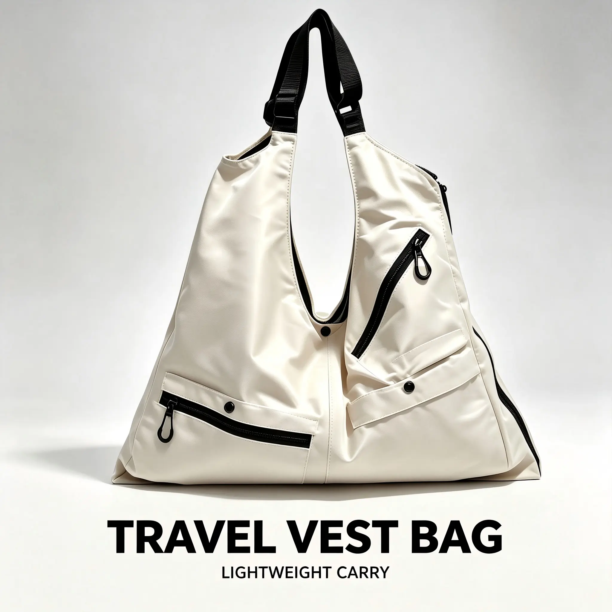 2-in-1Convertible Wearable Travel Vest Tote Bag,lightweight waterproof nylon shoulder bag with adjustable straps & multi secure zipper pockets,large capacity multi-compartment hands-free bag for men women CommuteBag
