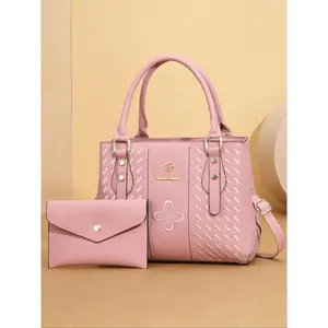 Women's Elegant Embroidered Pattern Tote Bag & Wallet, Fashionable Zipper Shoulder Bag Set, Casual Trendy Versatile High-quality Daily Commuting Bag Set